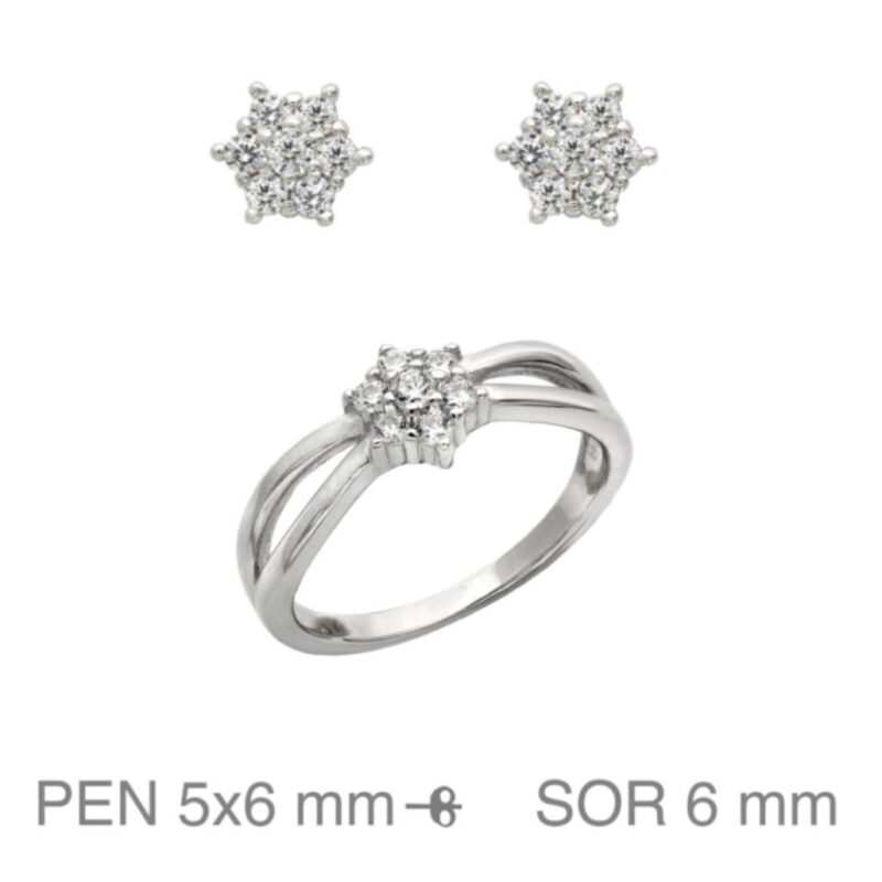 Conjunto comunión plata 1º ley anillo y pendientes
