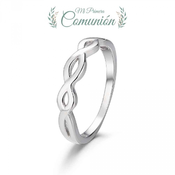 Anillo de plata rodiado trenza
