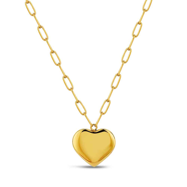 Collar de acero 316 chapado 18 kt con corazón de 45 + 5 cm waterproof Rocío Martín