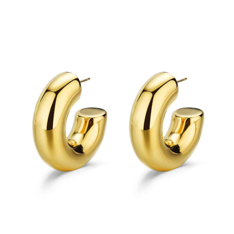 Pendientes de acero 316 chapado 18 kt aro de 10 x 40 mm cierre presión waterproo Rocío Martín