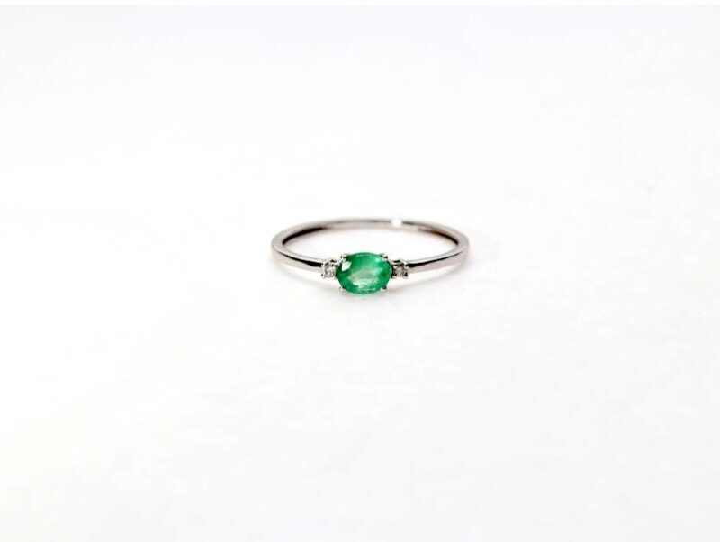 SORTIJA ORO BLANCO 18K BRILL. 0.022CT. OVAL ESMERALDA