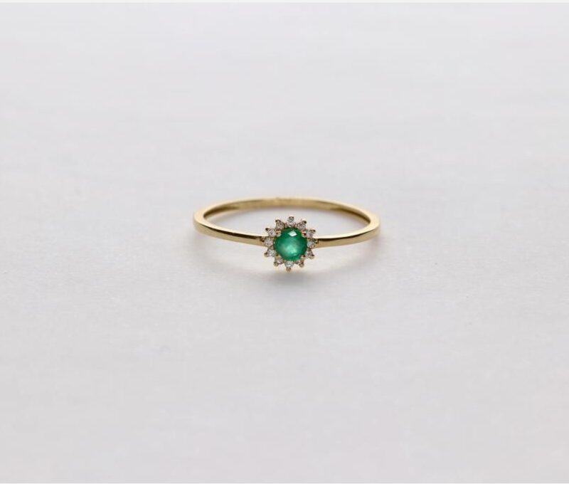 SORTIJA ORO 18K BRILL. 0.048CT. RED. ESMERALDA