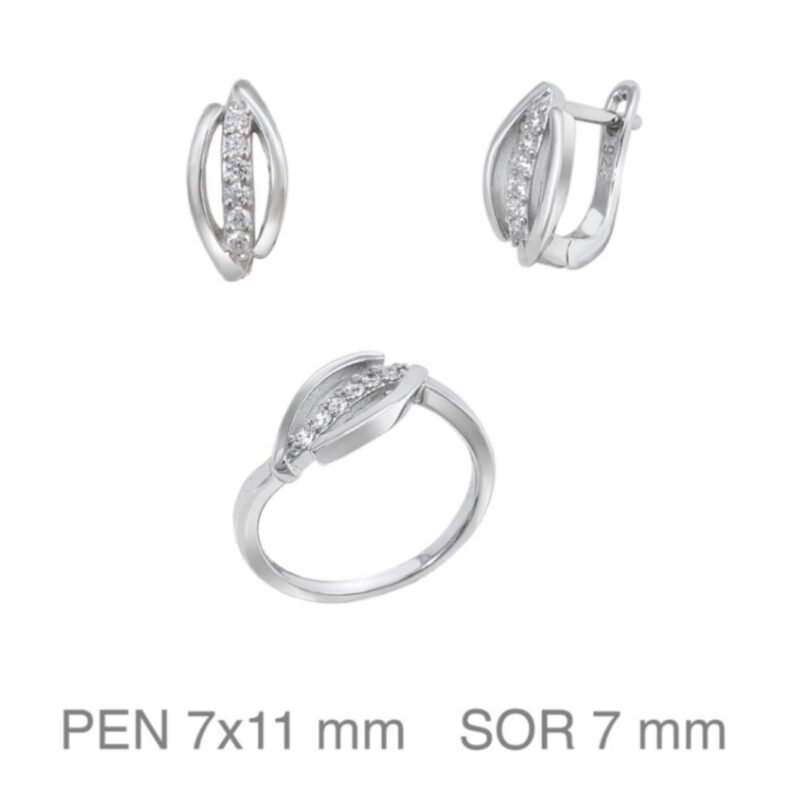Conjunto comunión plata 1º ley anillo y pendientes
