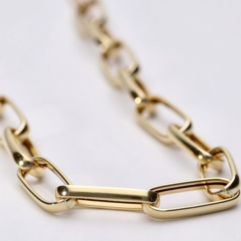 COLLAR ESLABON Y CADENA ORO 18K
