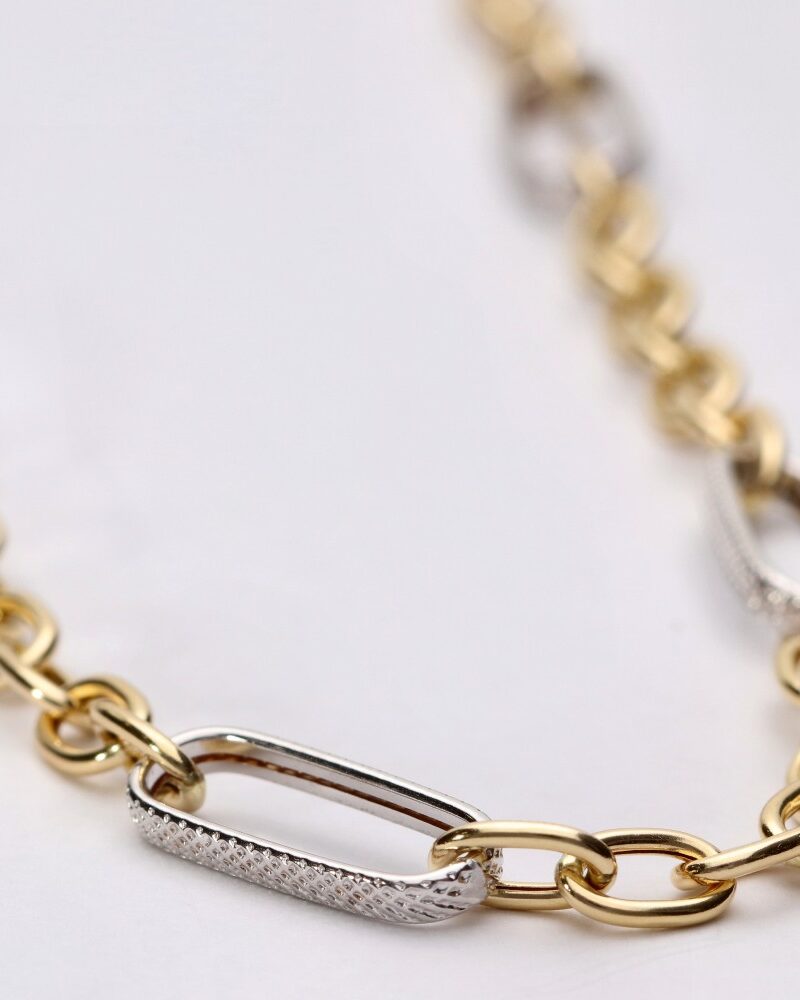 COLLAR ORO 18K ESLABON BICOLOR GRABADO