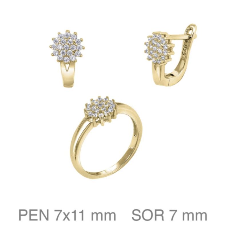 Conjunto comunión plata 1º ley anillo y pendientes chapado