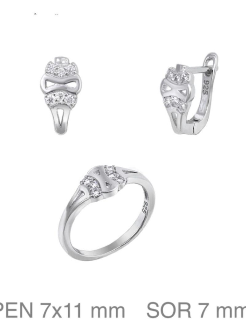 Conjunto comunión plata 1º ley anillo y pendientes