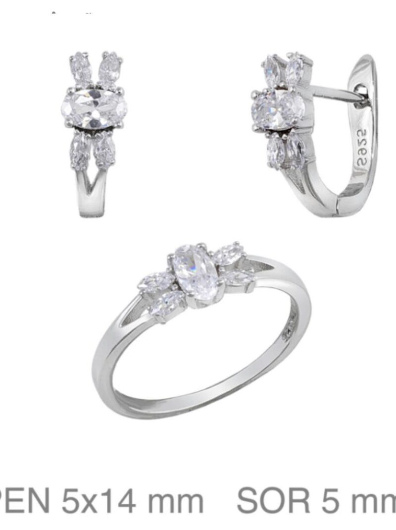 Conjunto comunión plata 1º ley anillo y pendientes